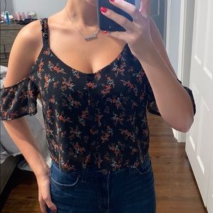 American Eagle Floral Open Shoulder Tank